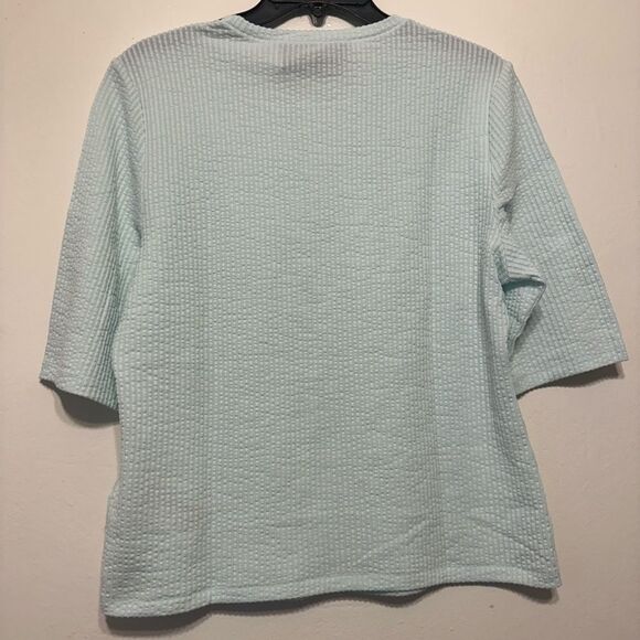 Calvin Klein light blue Ribbed 3/4 Sleeve cotton blend T-Shirt , Sz Medium, NWT - Picture 2 of 9